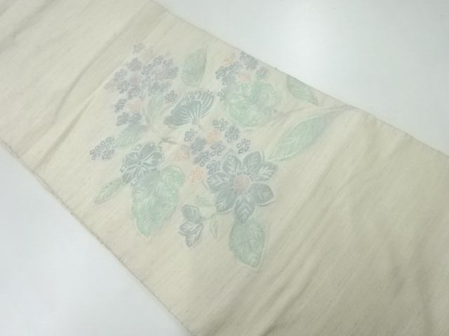 JAPANESE FUKURO OBI / TSUMUGI / WOVEN FLORAL PLANTS